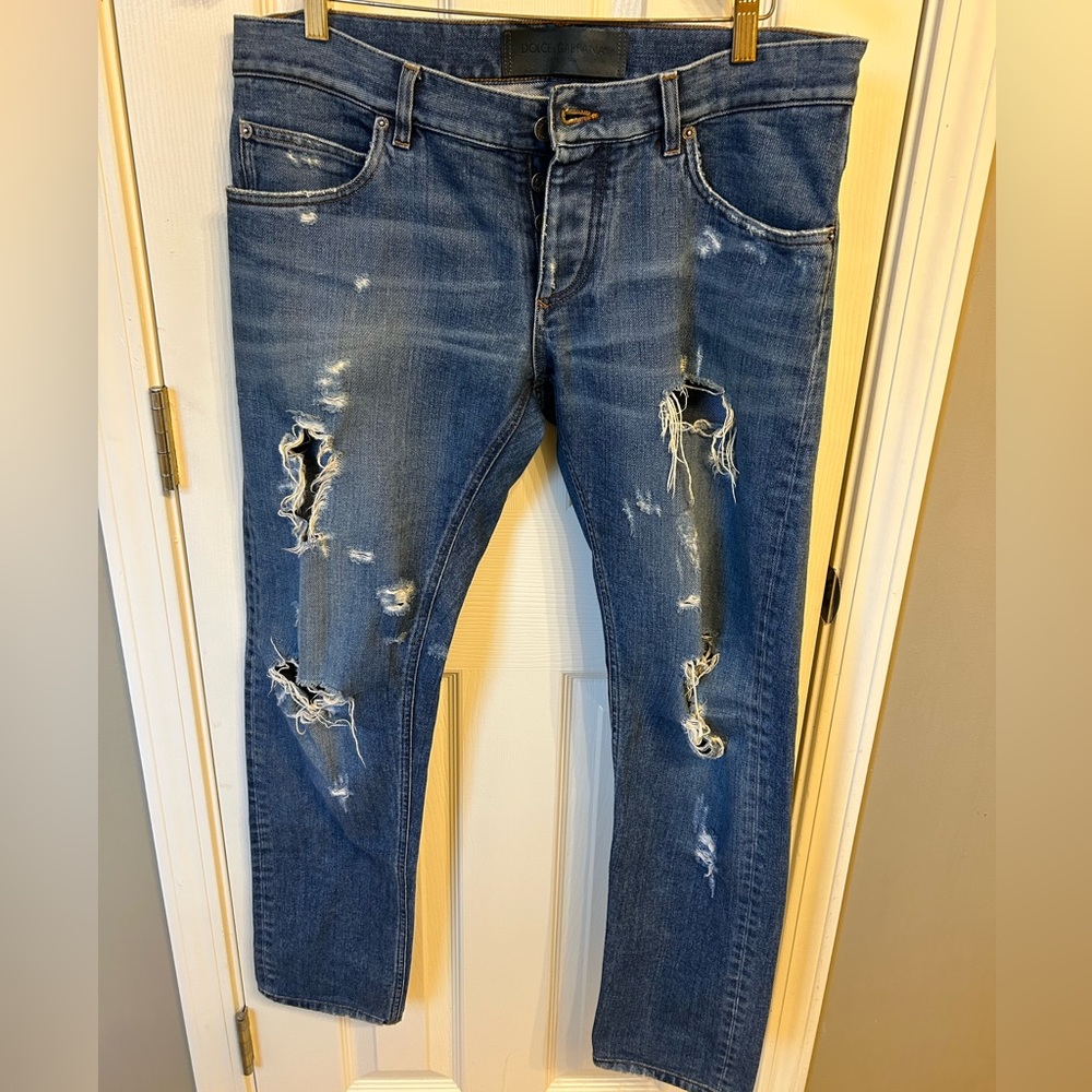 Dolce & Gabbana Men’s Ripped Blue Jeans Size 50 /Waist ~34 inches
